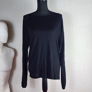 Love In Brand Black LS Rayon Span Reversible Drop Shoulder 1/2 Zip Top Size L